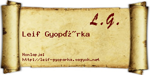 Leif Gyopárka névjegykártya